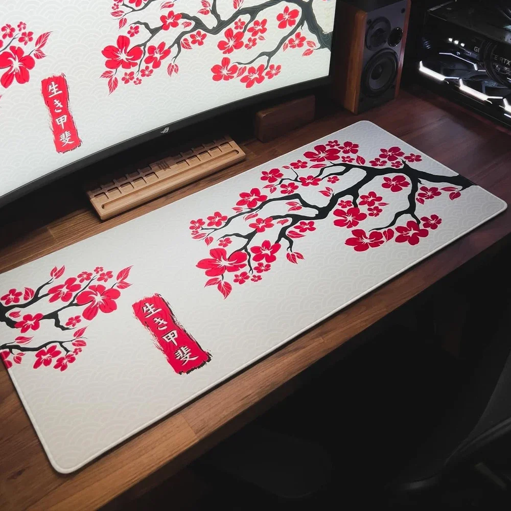 일본 사쿠라 카와이 블랙 화이트 대형 고무 마우스패드  - Laptop Accessories For Protection 리뷰 및 가격