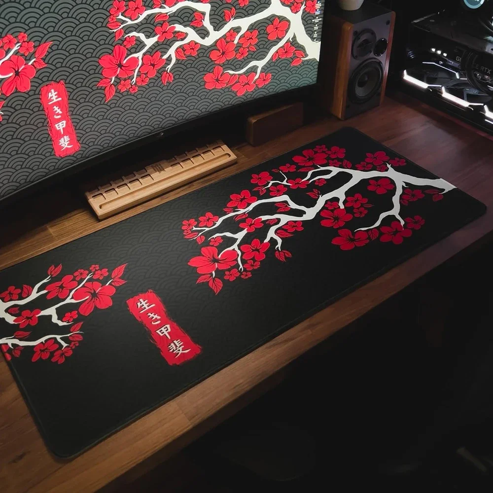일본 사쿠라 카와이 블랙 화이트 대형 고무 마우스패드  - Laptop Accessories For Protection 리뷰 및 가격